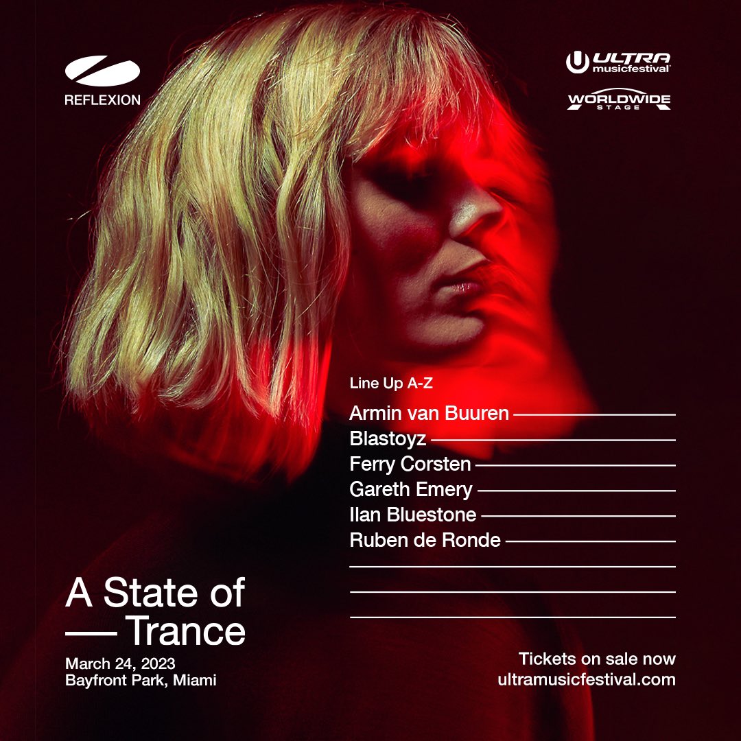 ultra's tweet image. A State of Trance returns for #Ultra2023! Join us as @arminvanbuuren takes us on another musical journey Friday, March 24 at the Worldwide Stage! @ASOTLive_ #ASOT