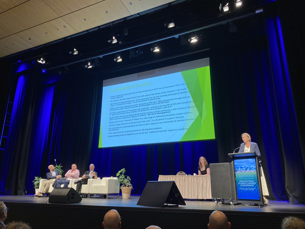Good grounding for the audience today with a panel discussion sharing farming perspectives on climate change - thanks to Nicky Hyslop, Charles Taituha, George Moss, Lee Matheson #NZACCC2023