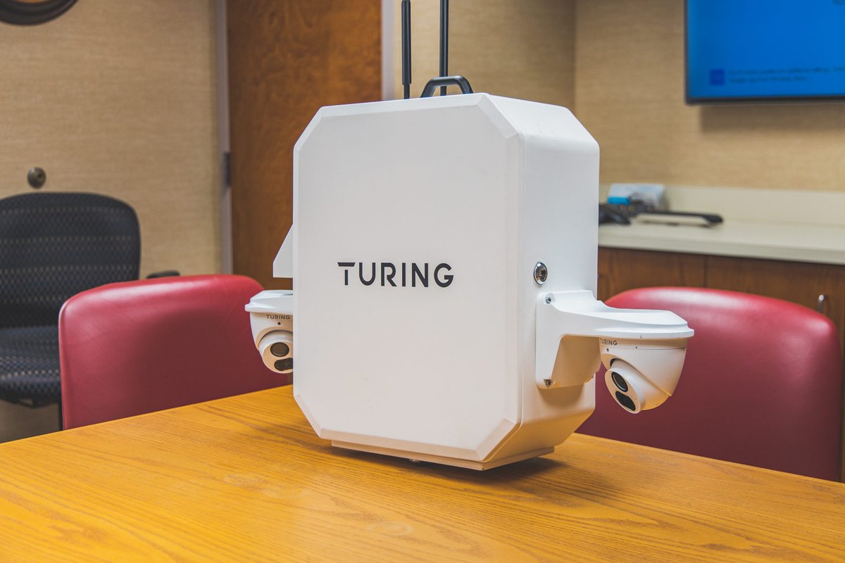 SCmonitoring's tweet photo. Thanks to our friends from Turing AI for dropping by and giving us a closer look into their new pole-mounted camera system. Would you like to see a Security Central webinar unboxing and showcasing this system? #turingAI #securitycentralwebinars https://t.co/4VblR6yHJV