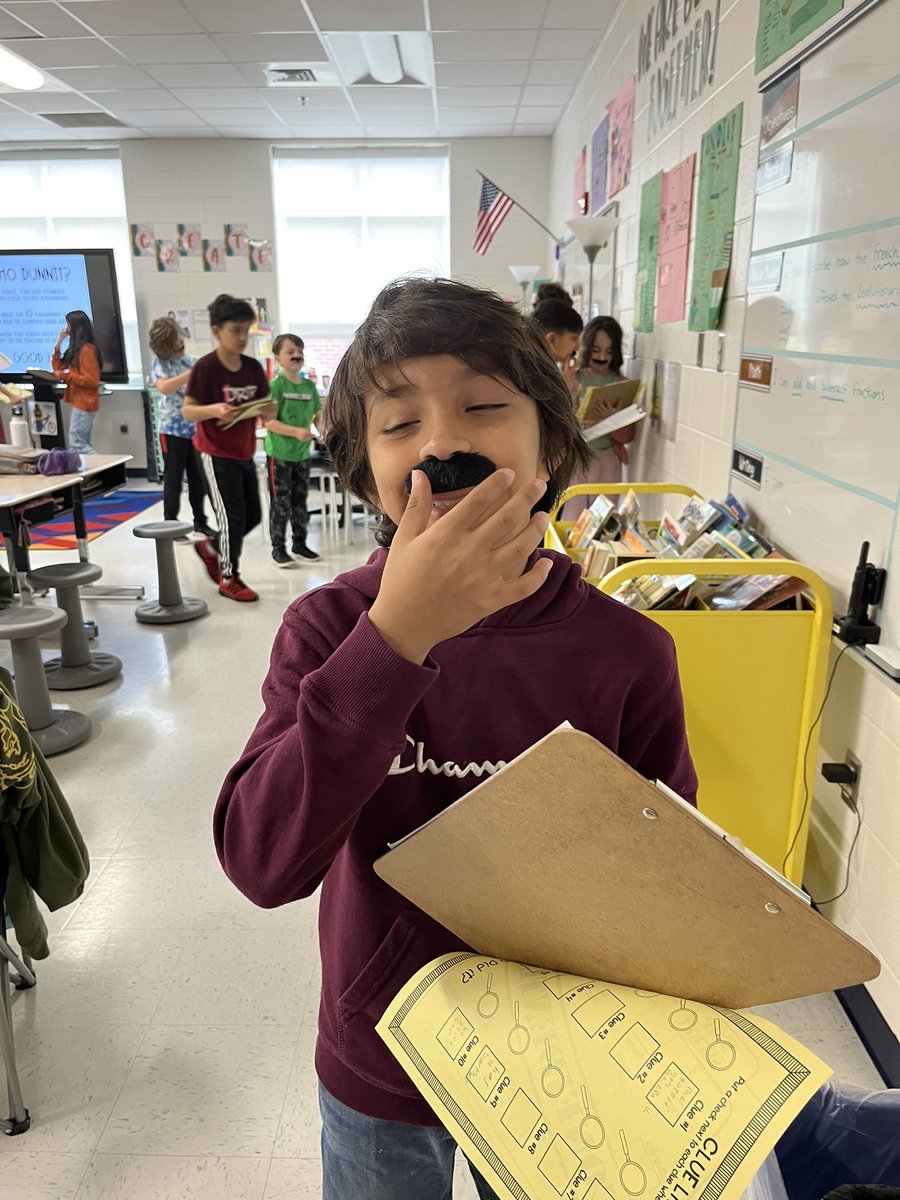 Ms_Scoggin's tweet photo. Detective Fraction Review Day is never complete without mustaches! 🥸 https://t.co/9dV6JNwL94