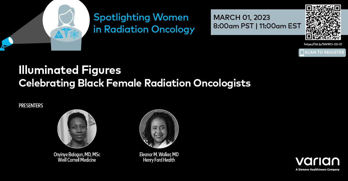 S_W_R_O's tweet photo. Don't miss out on tomorrow's @VarianMedSys event from their series "Spotlighting Women in RO" #SWIRO focusing on Black female Radiation Oncologists. Featuring Dr. Eleanor M. Walker from @HenryFordHealth and Dr. Balogun @GlobalRadOnc from @WeillCornell 🤩 https://t.co/GIebks08T4