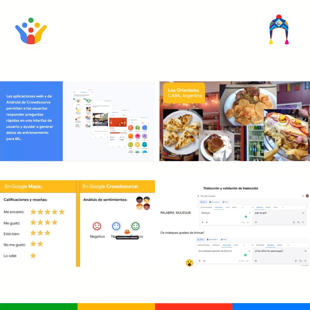 Se desarrollaron las siguientes actividades:
❗"Datos sobre comida en vivo" por Hugo 🇨🇱
❗"¿Cuántas estrellas tenés?" por <a href="/jesilicht/">jesi licht💡</a> 🇦🇷
❗"Traducción y Validación" por <a href="/Campbell_/">Alexandre Campbell</a> 🇧🇷
❗"Etiquetando ando" por <a href="/lalopadillam/">Lalo Padilla ⬡</a> 🇲🇽
❗" #kahoot - Dulce o Salado?" por <a href="/Neodiegonet/">Diego Martinez</a> 🇵🇪