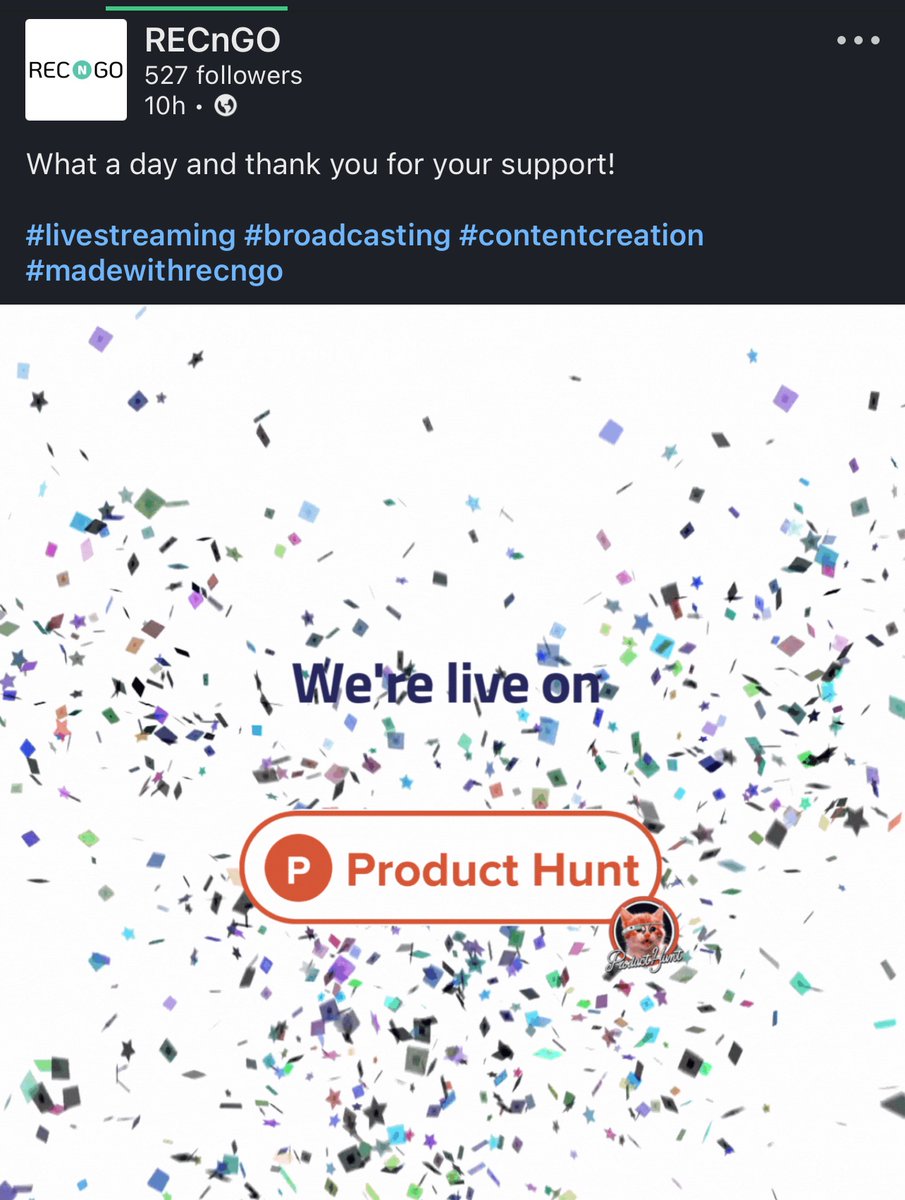 schwarzg42's tweet photo. What a day and thank you for your support on @ProductHunt 
🥂🤩🥳🙏

Support is great. Feedback is even better. 

RECnGO Pro Live Video Studio
The makers of RECnGO Pro Live Video Studio https://t.co/86DYfkysCq