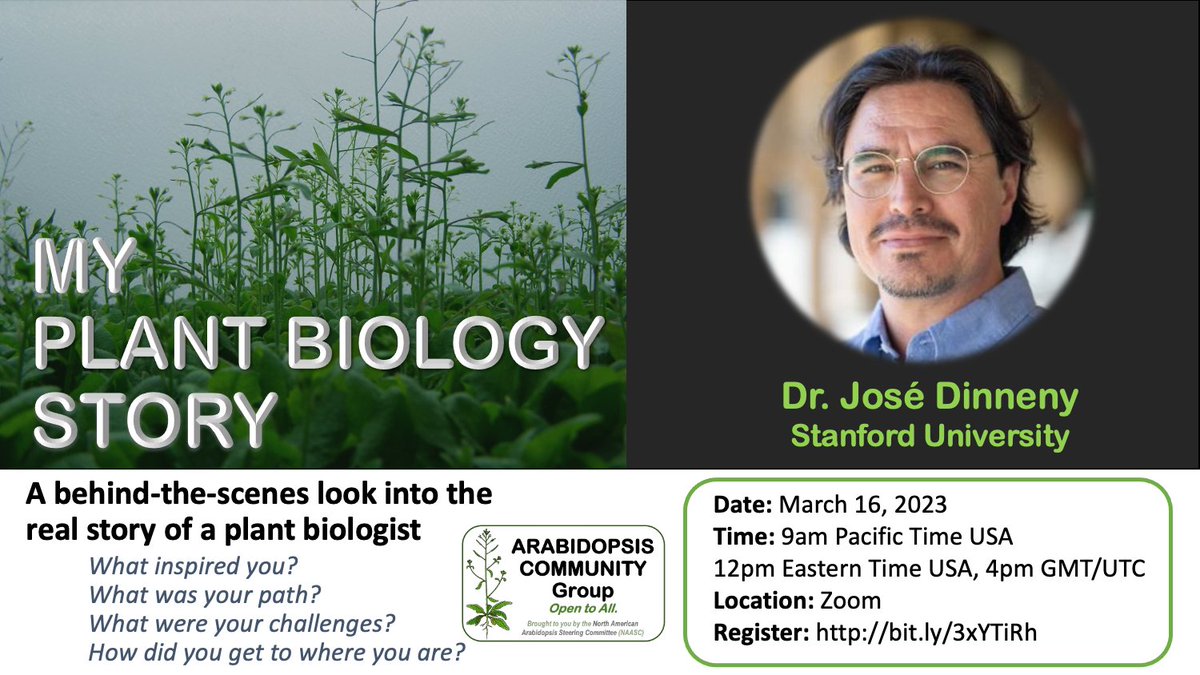 I'm 🤩thrilled🤩 to announce José Dinneny as our inaugural "My Plant Biology Story" series speaker. Register- free- for this exciting Zoom event on March 16, 9am Pacific time. You can submit a question if you like. Register @ bit.ly/3xYTiRh Please share/RT widely!