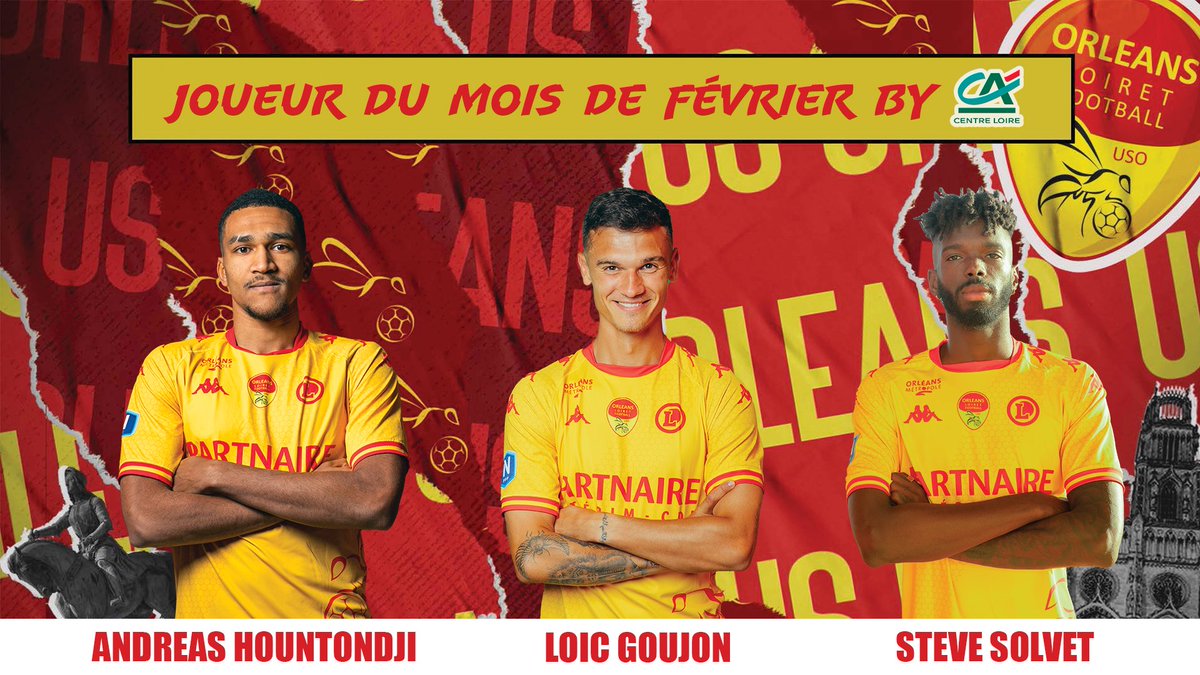 🚨🔝 𝐂'𝐞𝐬𝐭 𝐞𝐧𝐜𝐨𝐫𝐞 𝐥𝐞 𝐦𝐨𝐦𝐞𝐧𝐭 𝐝𝐞 𝐯𝐨𝐭𝐞𝐫 𝐩𝐨𝐮𝐫 𝐯𝐨𝐭𝐫𝐞 𝐎𝐫𝐥𝐞́𝐚𝐧𝐚𝐢𝐬 𝐝𝐞 𝐅𝐞́𝐯𝐫𝐢𝐞𝐫 𝐛𝐲 <a href="/CA_Centre_Loire/">Crédit Agricole Centre Loire</a> ! 🟡🔴

👊 Les nommés sont 👇
▪️ Andreas HOUNTONDJI
▪️ Loïc GOUJON
▪️ Steve SOLVET

A vos votes ➡️ forms.gle/Vn7F8Jb6mCQLvc…