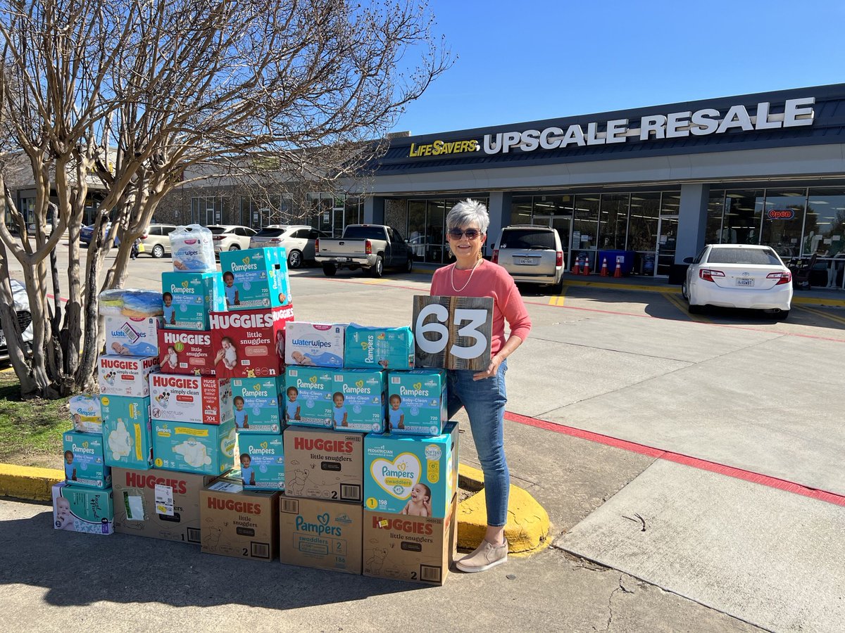 Lisa Simmons one of our most faithful supporters asked for diapers for our single moms for her birthday! Her friends responded with such generosity! #upscaleresale #DonateDiapers