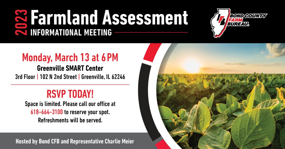 RepCharlieMeier's tweet image. I want to encourage farmers to please join me at this important informational meeting to learn more about how the property tax assessment is conducted for farmland. #twill #farmer
