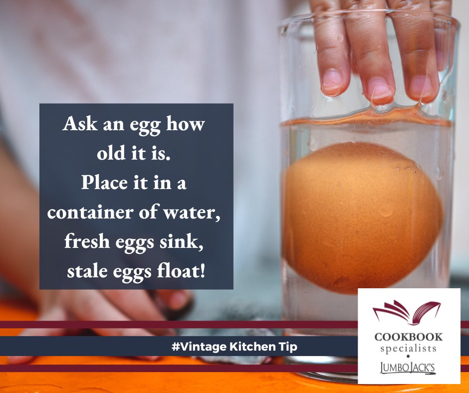 A vintage kitchen tip that is eggstra special! Check out your egg's age with a simple float test. 
#VintageKitchenTip #egghack #eggs #kitchentip