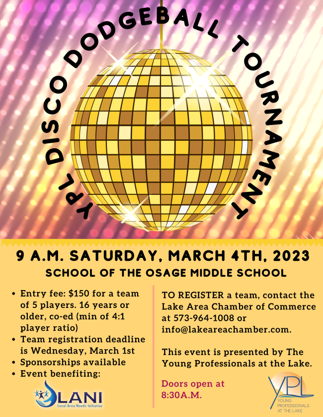LakeAreaChamber's tweet photo. ๐๐๐๐๐๐๐๐ ๐๐๐๐ ๐๐๐๐๐๐๐๐๐ ๐๐๐๐!
The YPL Dodgeball Tournament is this weekend! Be sure to sign up your team and gear up for some awesome memories!๐
https://t.co/zqYNd50i3r
#lakeoftheozarks #lakechamberatwork #YPL #youngprofessionalsatthelake https://t.co/ToBZHxg1ET