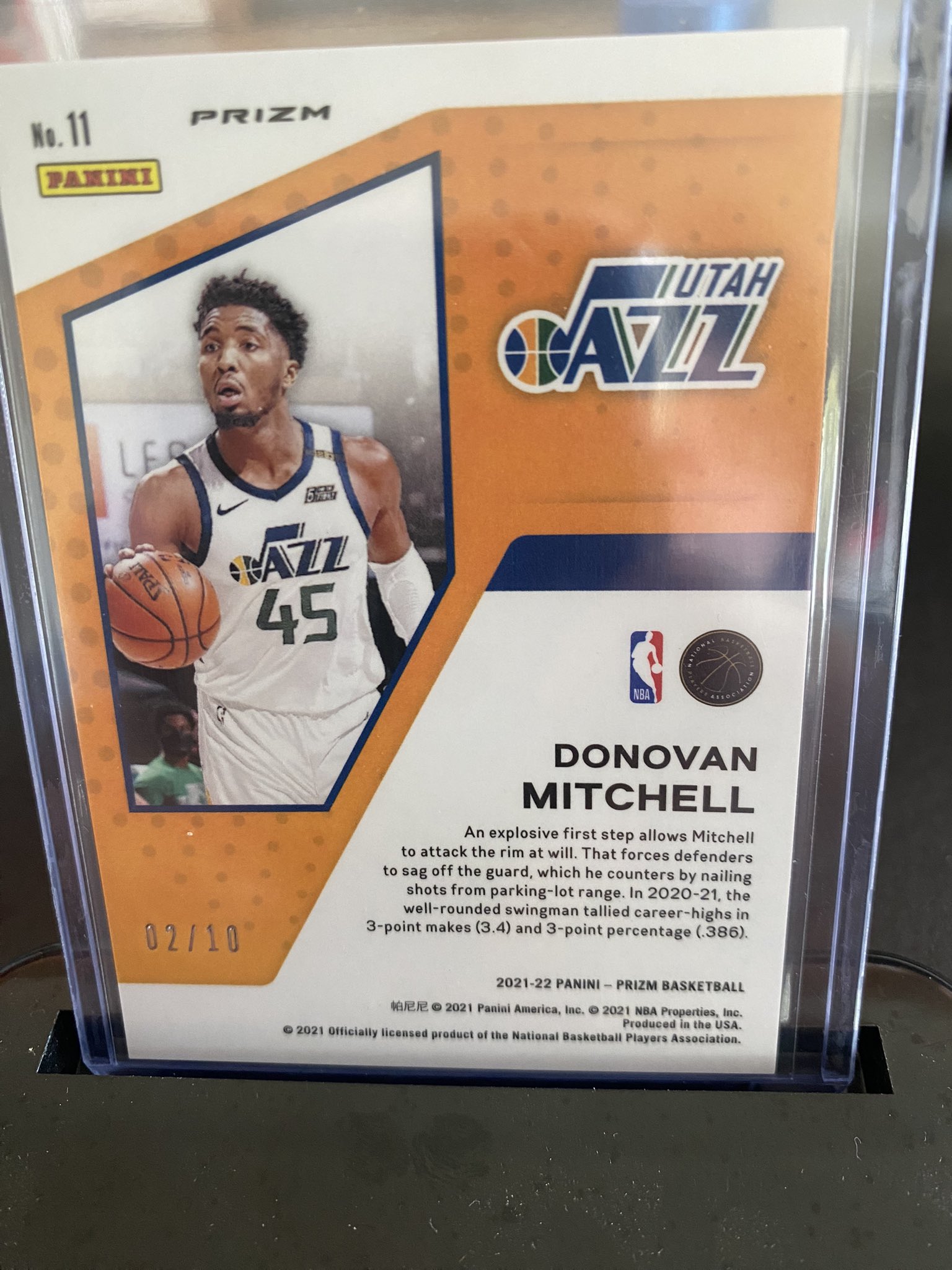 2021-22 Panini Prizm Donovan Mitchell Game Used Jersey Patch Utah Jazz  Jersey