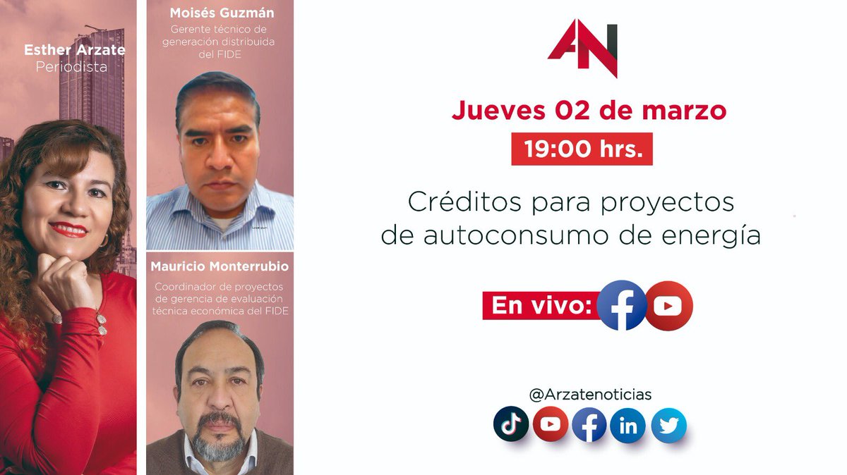 ArzateNoticias's tweet photo. Mediante el Programa de Apoyo a la Generación Distribuida, el @fidemx ha financiado la instalación de sistemas de generación de #energía con fuentes renovables en el sector doméstico y en #MIPyMES.
Conoce más del tema este jueves en #CharlandoConArzateNoticias. https://t.co/23Yca2oAXy