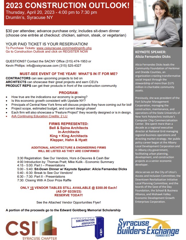 CSISyracuse's tweet image. in-ARCHITECTS was just added as a presenter.  Construction Outlook is the must-see event of the year.   

Register at csisyracuse.com/meetinginfo.php