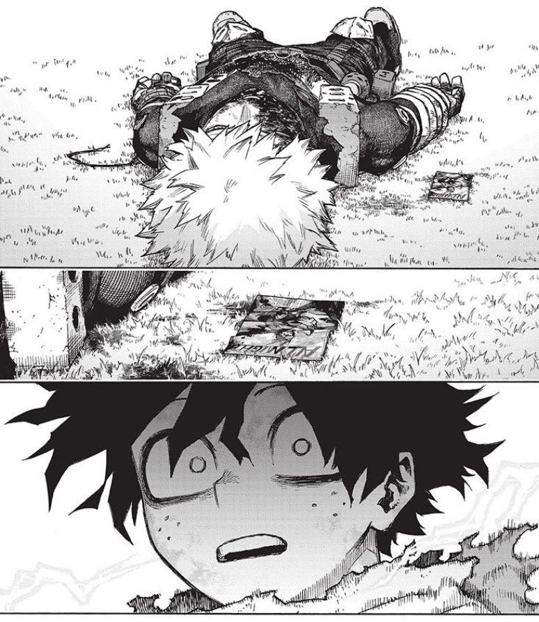 the zoom in on the all might card here makes it look like izuku wasn’t actually bothered by seeing bakugo dead and was actually just upset seeing soiled all might merch