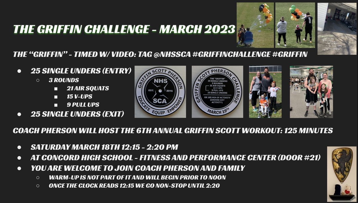 CoachPherson's tweet image. #GriffinChallenge #NHSSCA #Family
March tomorrow. Some days can hit hard, but the anticipation of March has always turned into this weird bipolar sensation. I trick myself by working &amp;amp; taking on projects, but it always hits. Tag I love showing my family when I get home! 🙏 💚🙏