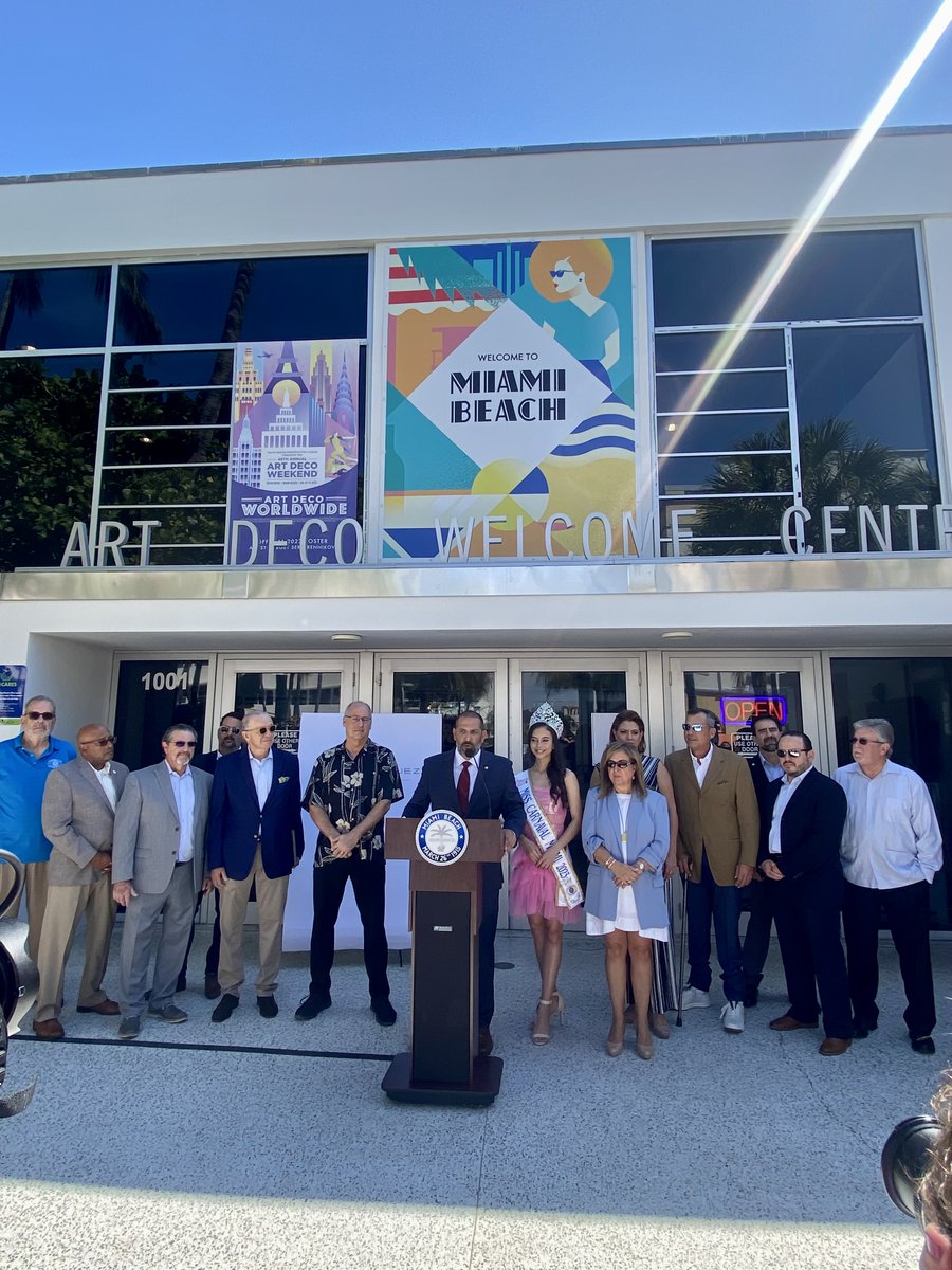 GreaterMiamiCVB's tweet photo. #CarnavalMiami is back! Join @KiwanisKCLH
this weekend for a celebration of art, music, dining and entertainment along Miracle Mile in Coral Gables. 

The #GMCVB joined the kick-off of the 2023 event featuring the poster unveiling and reveal of the Queen of @Carnaval_Miami! https://t.co/Uz0s64HvOw
