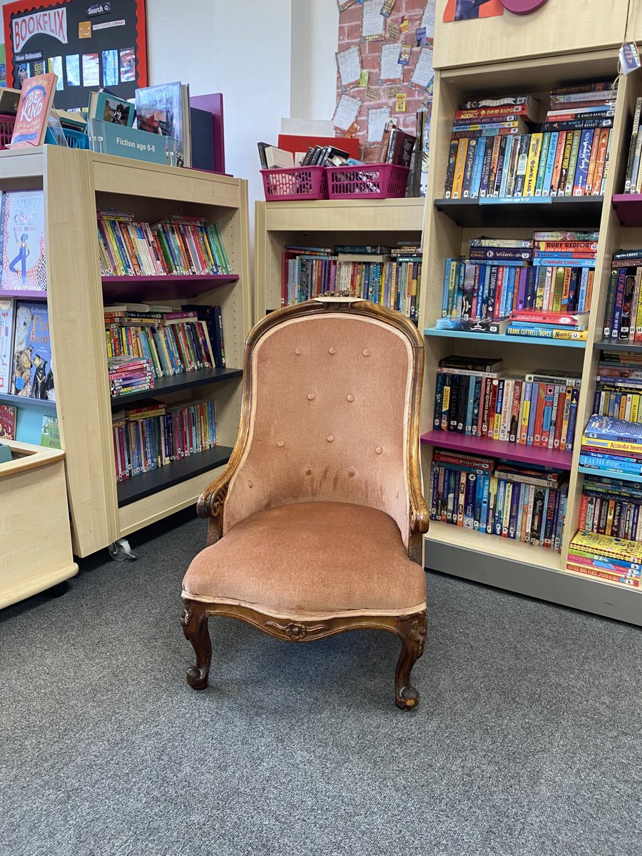 liblad's tweet photo. @PGHSGirls are kicking of the #worldbookdayweek with lunchtime storytelling sessions - reading chair all set - just need a storyteller! https://t.co/LTfx5A2ouO
