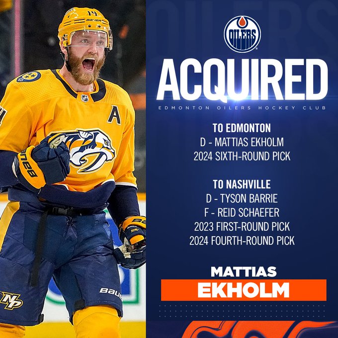 Oilers trade graphic. 