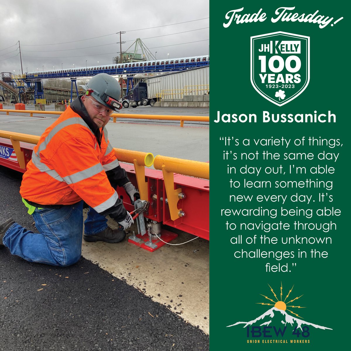 TRADE TUESDAY 🍀
Jason Bussanich is JH Kelly apprentice electrician with IBEW Local 48. Jason has been a part of Team Green since 2018! Jason, your eagerness to learn and hard work is what helps make Team Green strong. We are proud to call you part of the JH Kelly Family! 🍀