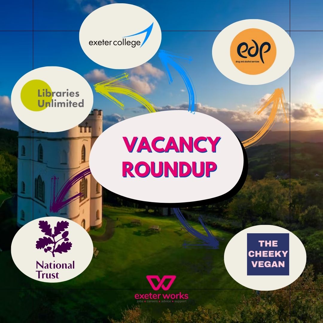 Each week, we post a Vacancy Roundup of the latest roles advertised in #Exeter and the surrounding area.

For roles in and around the #Exeter area - go to FB / IG for more 📲

#ExeterWorks #VacancyRoundup #ExeterWorksTogether #ExeterJobs #jobs #Devon #devonjobs