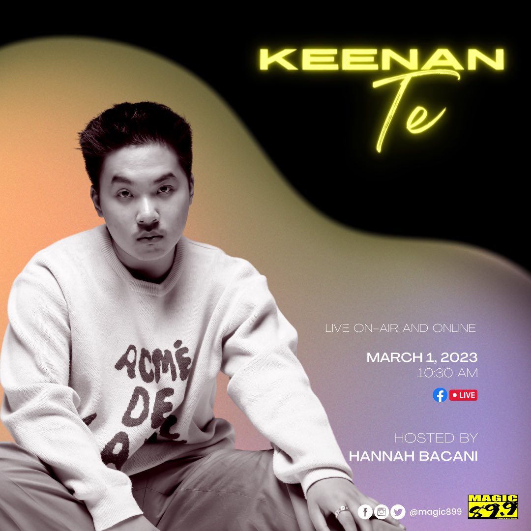 Catch online sensation <a href="/keenantemusic/">Keenan Te</a> at 10:30am as we get to know the Aussie hitmaker to learn more about his song Scars and so much more, with our very own <a href="/HannahBacani/">Hannah Bacani</a>, here on Magic 89.9! ✨