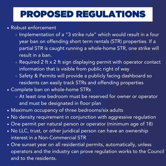 JPMorrell's tweet photo. #STRupdate I have provided two amendments to the newly proposed STR legislation that is being authored by my colleagues. The first of three public meetings will take place this Thursday (March 2nd) at 10 AM in City Council Chambers. I look forward to robust debate from my fellow councilmembers, as well as the public.
View our amendments at the links below:
🔗: https://t.co/0mcsws9Ad3
🔗: https://t.co/7OzVXf0or4