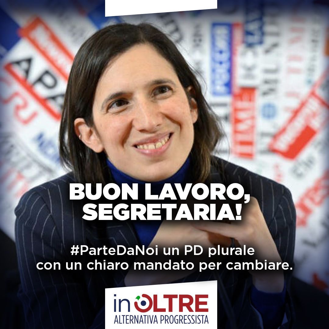 BUON LAVORO, SEGRETARIA
da parte di tutte le attiviste e gli attivisti dell’Associazione InOltre.

Adesso al lavoro per un PD plurale ma con una direzione chiara legittimata dal mandato popolare. #ellyschein #PartitoDemocratico