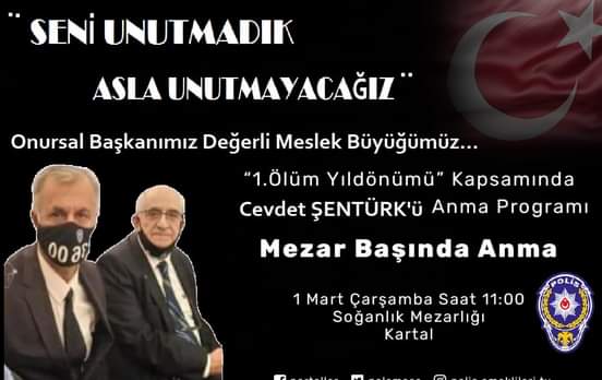 ARKADAŞLAR ONURSAL BAŞKANIMIZ CEVDET BABAYI ÖLÜMÜNÜN 1.YILINDA MEZARI BAŞINDA ANACAĞIZ..!