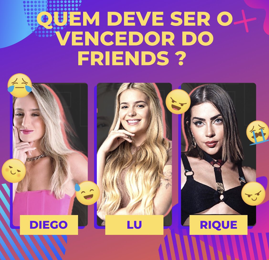 biiocomenta's tweet photo. QUEM DEVE SER O GRNDE VENCEDOR DO FRIENDS ? 

Diego x Lu x Rique 

https://t.co/NttLjMvKeu

Vote até as 20:58

#FriendsZodiaco #FinalFriends
@DiegoGriphaoo @tuittallu @ossinhox https://t.co/dWVAZPlB7r