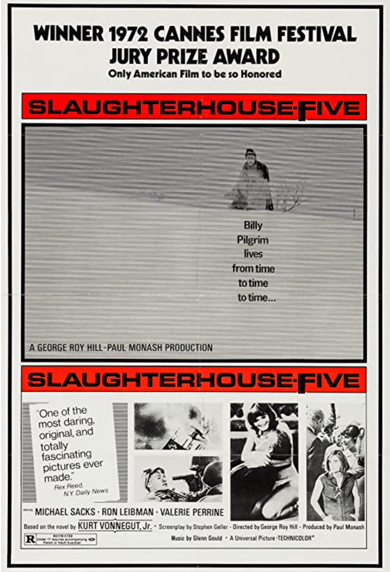 1972: #SlaughterhouseFive premieres!  #BillyPilgrim (#Michael Sacks) has become unstuck in time, going on an uncontrollable trip from his birth in New York to life on a distant planet to the horrors of the 1945 fire-bombing of Dresden. #KurtVonnegut #paradoxparkway #timetravel