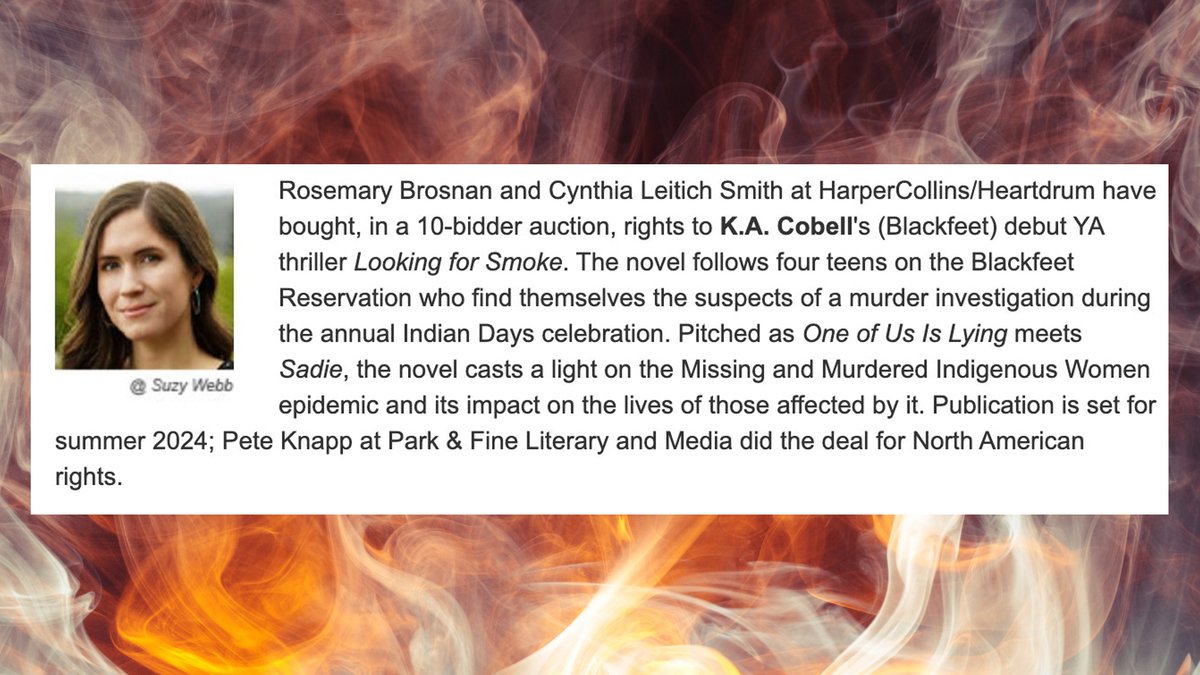I’m SO INCREDIBLY excited to finally share this news!
My Native YA thriller LOOKING FOR SMOKE is going to be published by Heartdrum/ @harpercollins in Summer 2024!!!
This book is so special to me and I can't believe I'll get to see it on shelves!