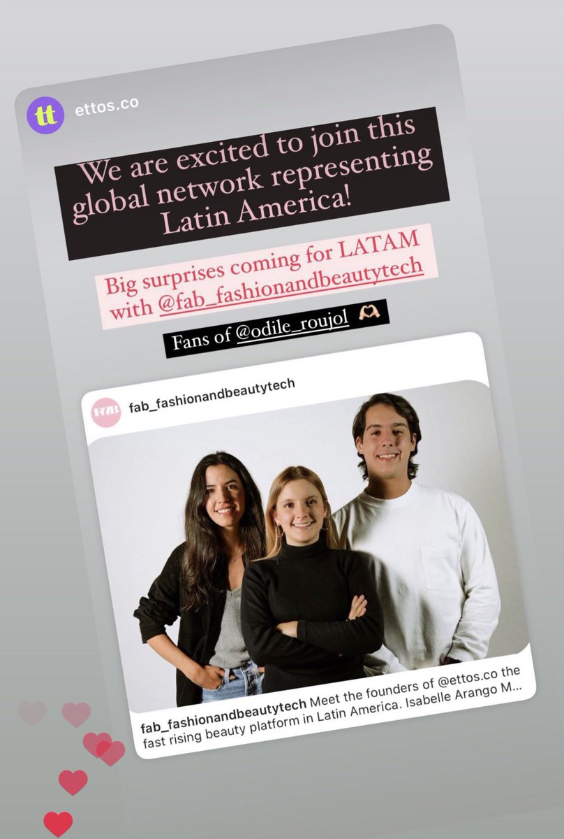 Welcome to the Fab fashion and BeautyTech community! Proud of our new chapter leaders #Latam , Andres Arango Mesa , Clara Isabel Arango Ruiz, Isabel Arango Mesa co-founders  <a href="/ettos_co/">ettos.co</a> #beautytech #newcommerce #latinamerica 🇨🇴