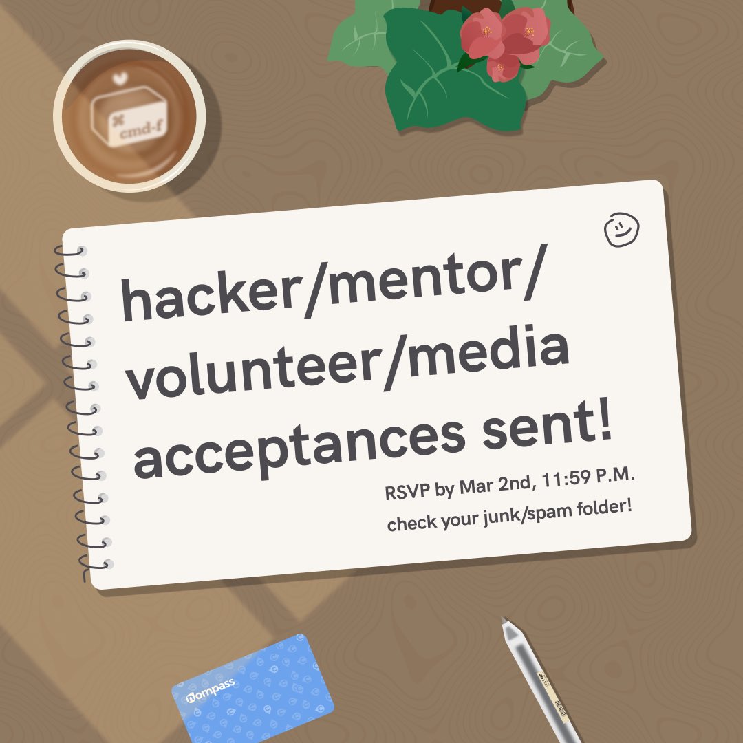 nwplusubc's tweet image. Hacker acceptances have been sent out 📩! Check your inbox and spam for important information and make sure to RSVP before March 2, 2023!

Applications submitted after the original deadline will receive status updates on a rolling basis. 

#cmdf #cmdf2023 #nwplus  #hackathon