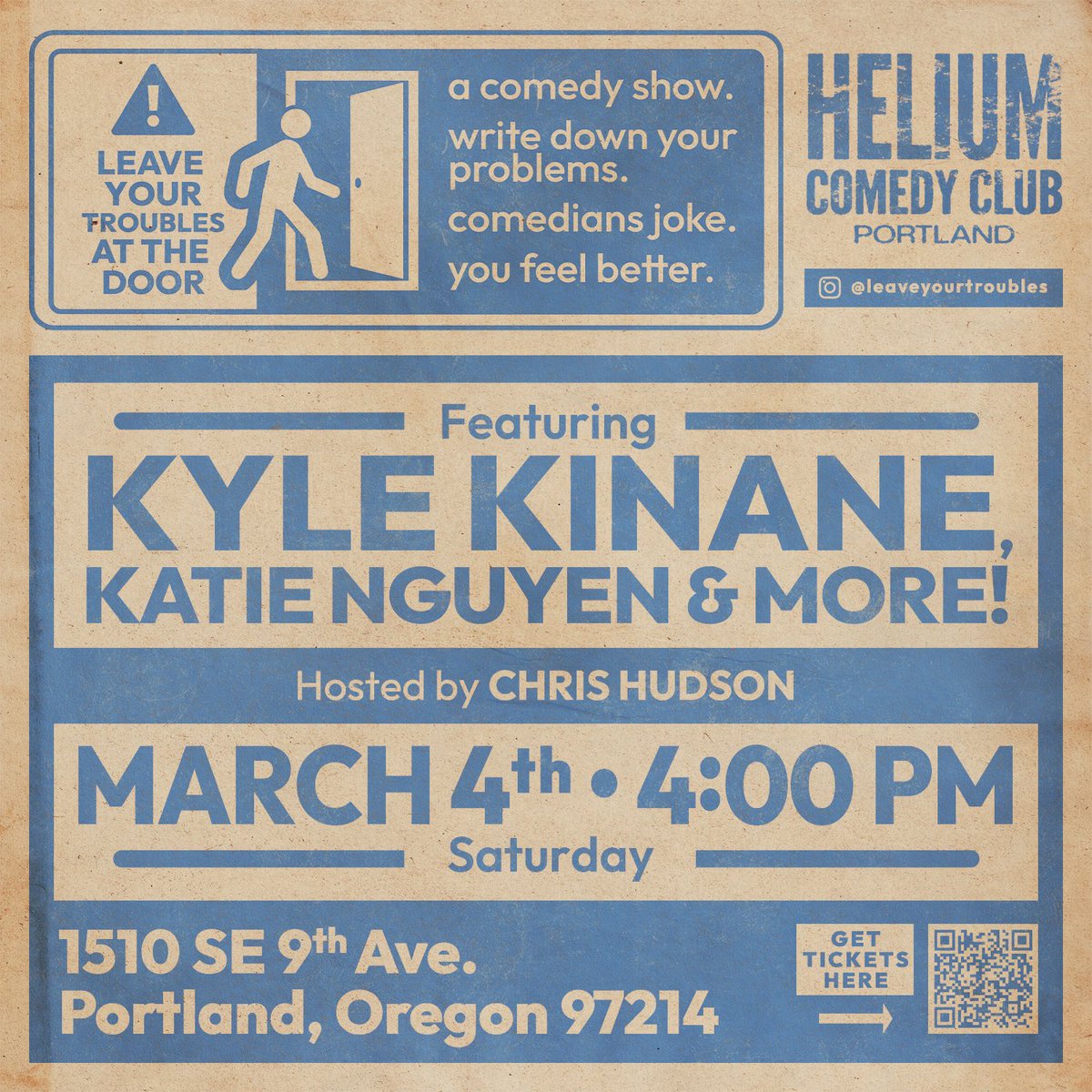 yo i know i never post on here anymore but if you live in the Portland / PDX area please come out to this showcase <a href="/HeliumComedyPdx/">Helium Comedy PDX</a> on Saturday. write down your problems, put ‘em in a box and then stand-up comedians riff jokes. thank you i love y’all. tix: portland.heliumcomedy.com/shows/205178