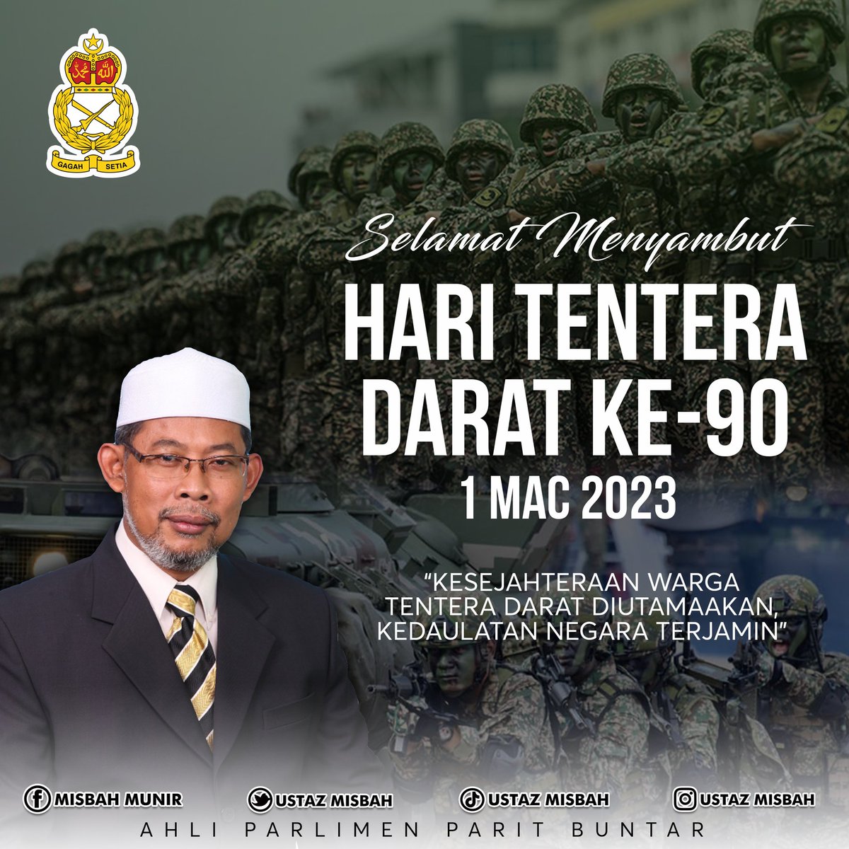 Selamat Menyambut Hari Tentera Darat ke-90. 

#UstazMisbah #ParitBuntar
