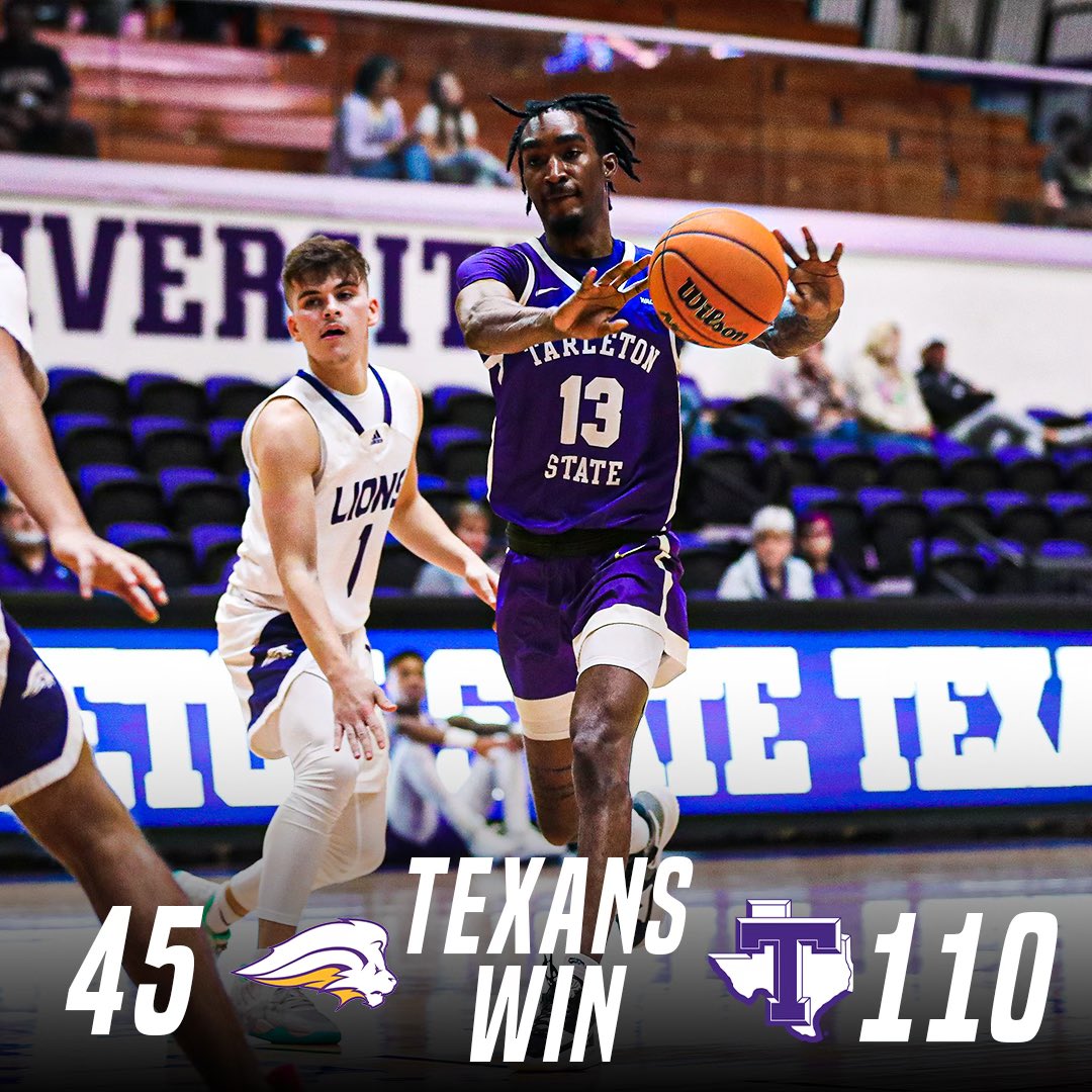 TarletonMBB's tweet photo. Senior Night Dub 😎 

@ShamirGod1 dropped a 30-piece and 11 steals for the first double-double of the season 🙌 https://t.co/PynvxxIPf3