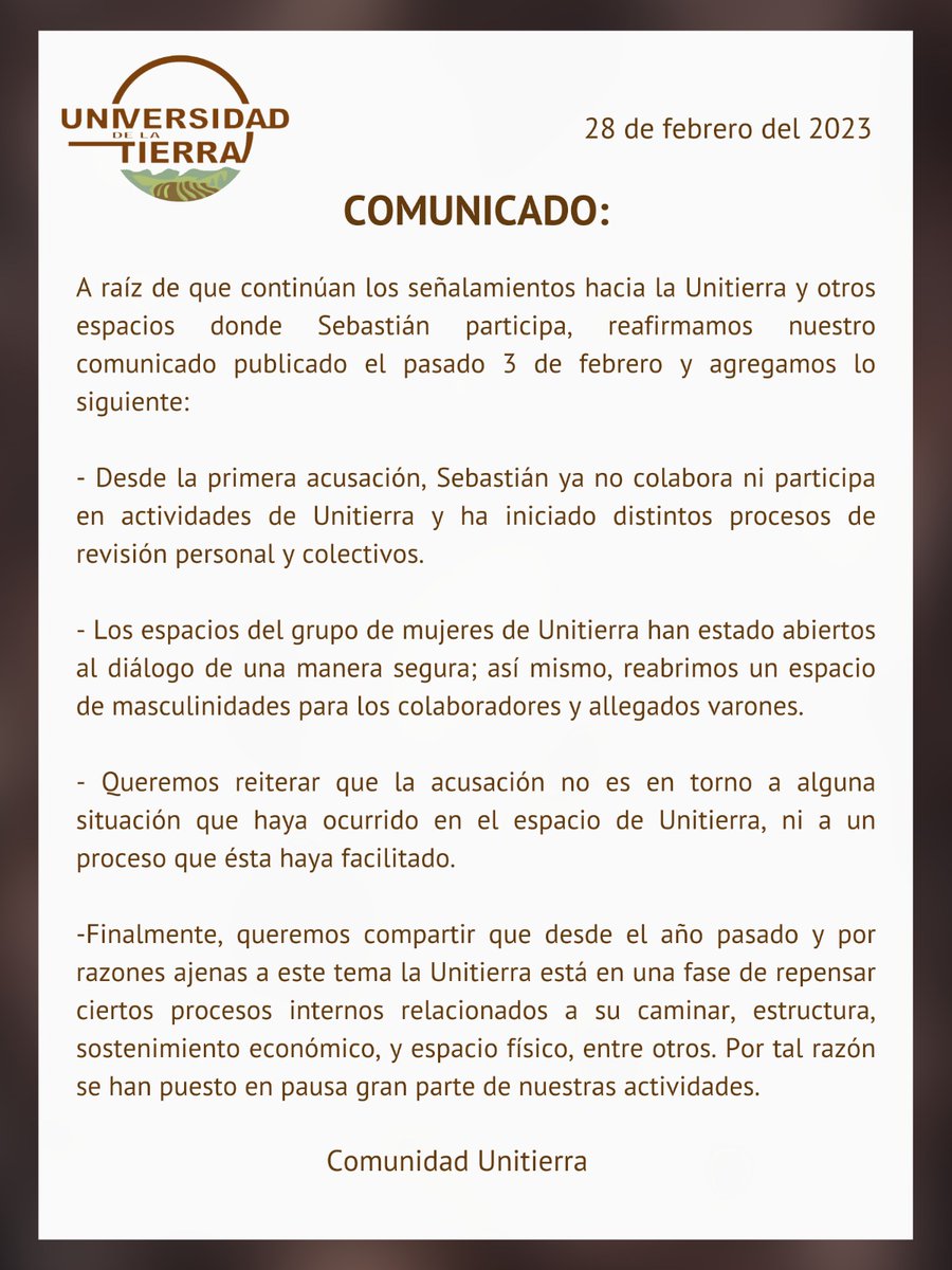 📢C O M U N I C A D O 
UNITIERRA OAXACA 
28 DE FEBRERO DE 2023