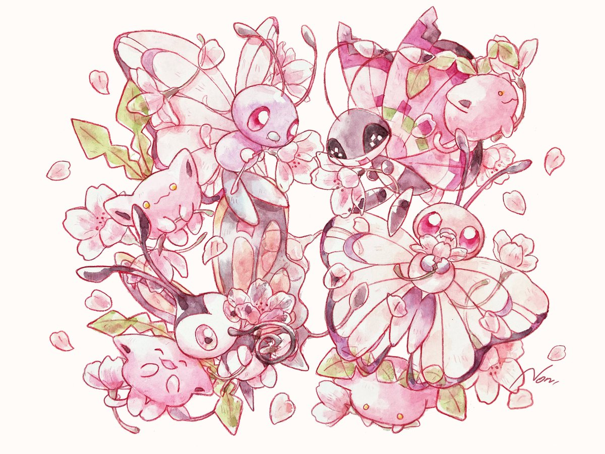 ポケモン「#春色ポケモン さんぷる〜 」|ノンシャン🌸春色ポケモンのイラスト