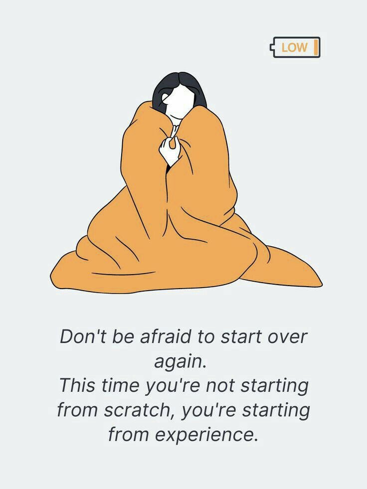 Don’t be afraid to start over again.
#bepostive #Motivation #Loveyourself #growwithaction #mentalhealth