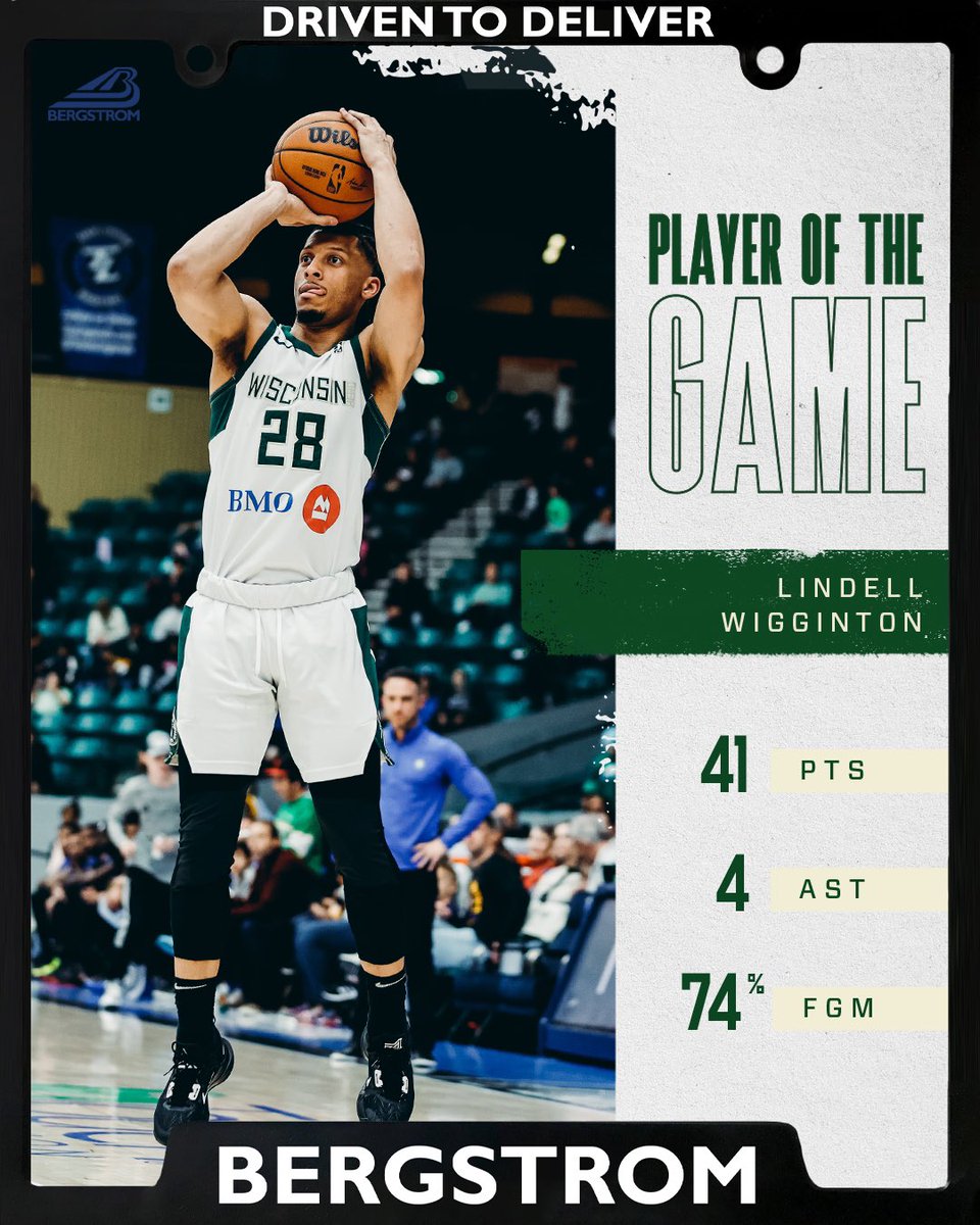 WisconsinHerd's tweet photo. Your @bergstromauto Player of the Game ⬇️

@Lwigginton5 🦌

Wigginton popped out with 41 points shooting 74% from the field and 71% from 3😮‍💨👏 https://t.co/ec98El5gKC