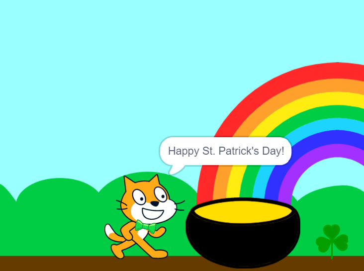 PCameronOCSB's tweet image. More technology for STEAM Week! We also used Scratch today to help us get ready for March and St. Patrick's Day. ☘️ #ocsbSTEAM #ocsbCodes