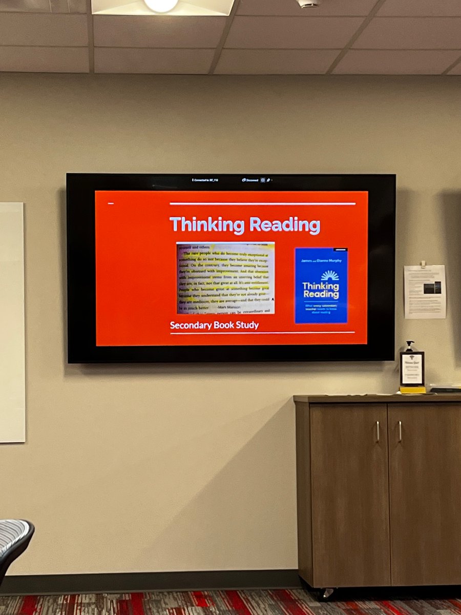 MrsPotterIC's tweet photo. An amazing group of secondary teachers & principals from all different contents & schools coming together to talk about what all secondary teachers need to know about reading. #ThinkingReading @alidatodd @KimHoeven1 https://t.co/BHAzP4Zuak