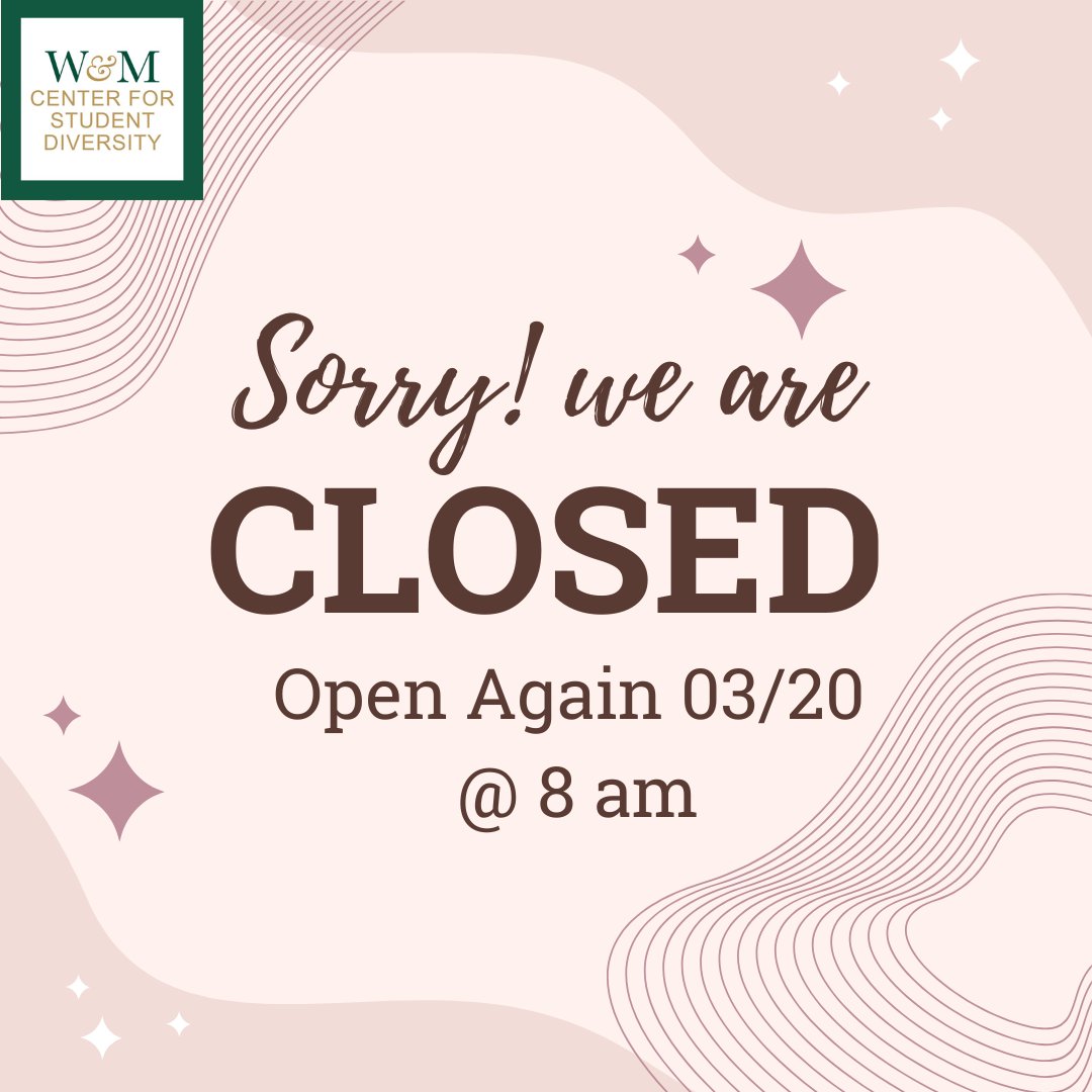 Happy spring break everyone! Unfortunately, the CSD Office will be closed during spring break as there will be some construction work done in Sadler West. We are sorry for the inconvenience, but please be aware that we are available virtually!
