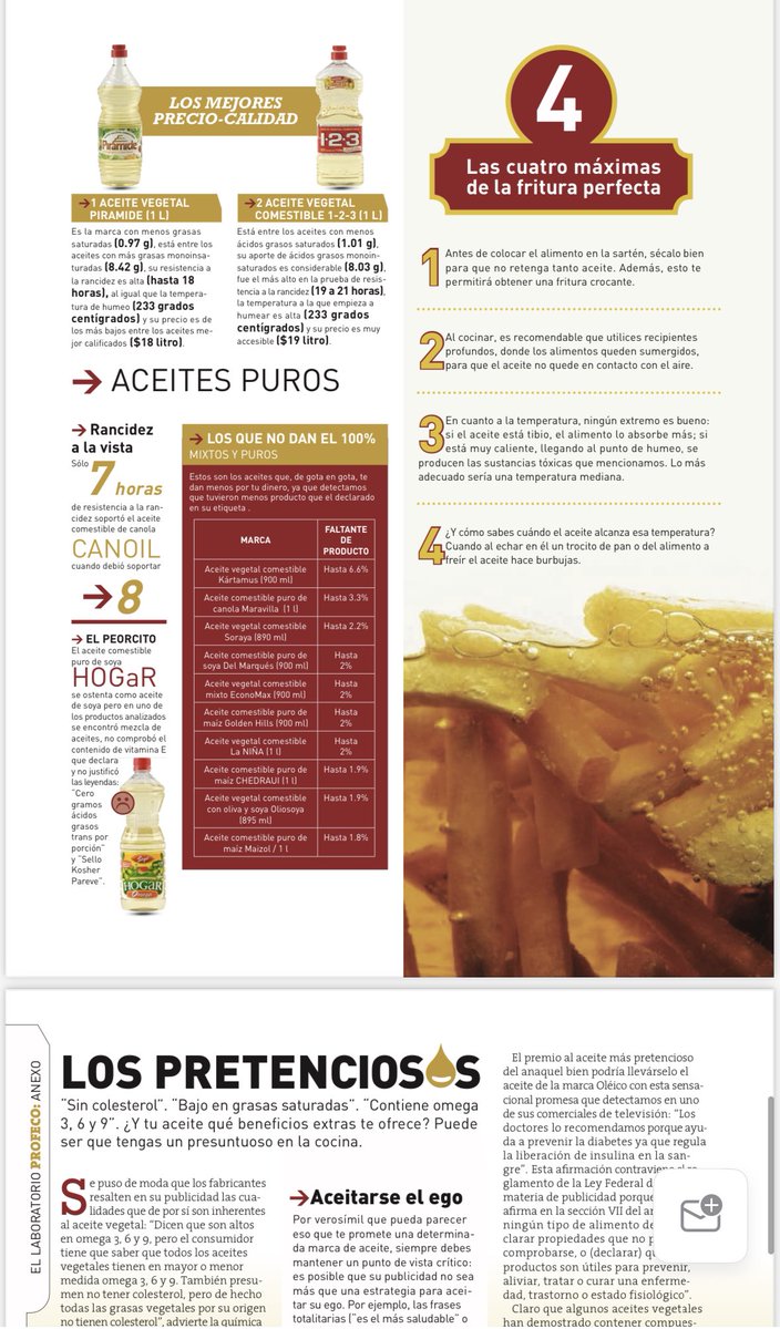 dkarifo's tweet photo. @JesusMartinMx @nikoortega09 @lopezobrador_ @SheffieldGto @Profeco Infórmate bro, aquí te dejo un pedacito de la revista del consumidor. 123 Se califica como el mejor aceite del mercado, justamente por su resistencia a la temperatura. https://t.co/qBUbgNaxEW