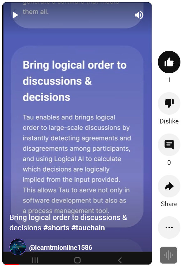 Streamline decision-making with Tau's Logical AI technology. Detect agreements and disagreements instantly. Join us now! #Tau #LogicalAI #DecisionMaking #Tauchain $AGRS  

Bring logical order to discussions & decisions 💎
🎥 youtube.com/watch?v=11LB-9… 👈