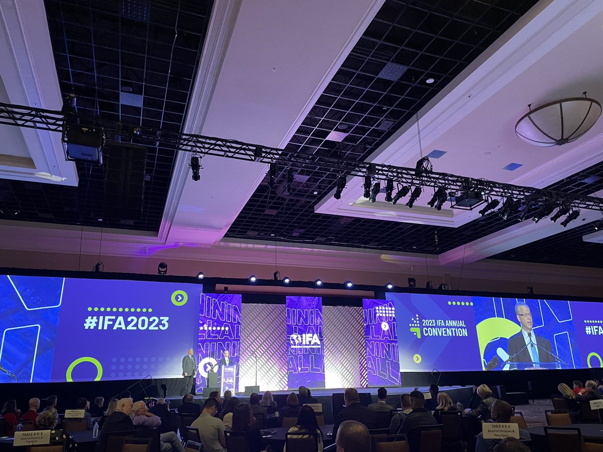 .@IFAFdn Chair Dan Monaghan announces the creation of the Philip Zeidman internship, endowed by @DLA_Piper, that will provide direct annual support to at least two summer interns who desire a career in franchising, helping break down barriers promoting opportunity. #IFA2023