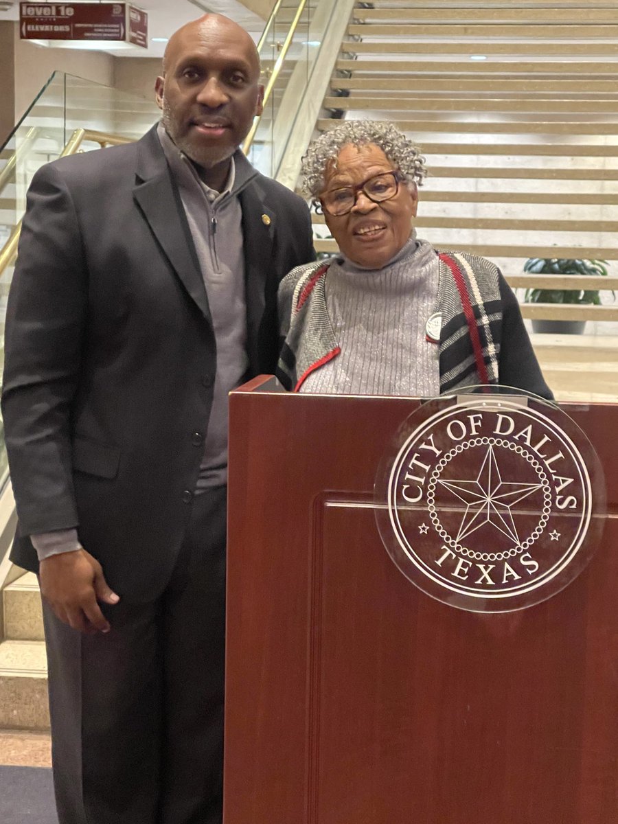 Thank you to Opal Lee, for coming ⁦@CityOfDallas⁩ to celebrate Black History Month. Mrs. Lee is an American retired teacher and community volunteer who worked in the movement to make Juneteenth a federally recognized holiday for our community. Thank you for your legacy.