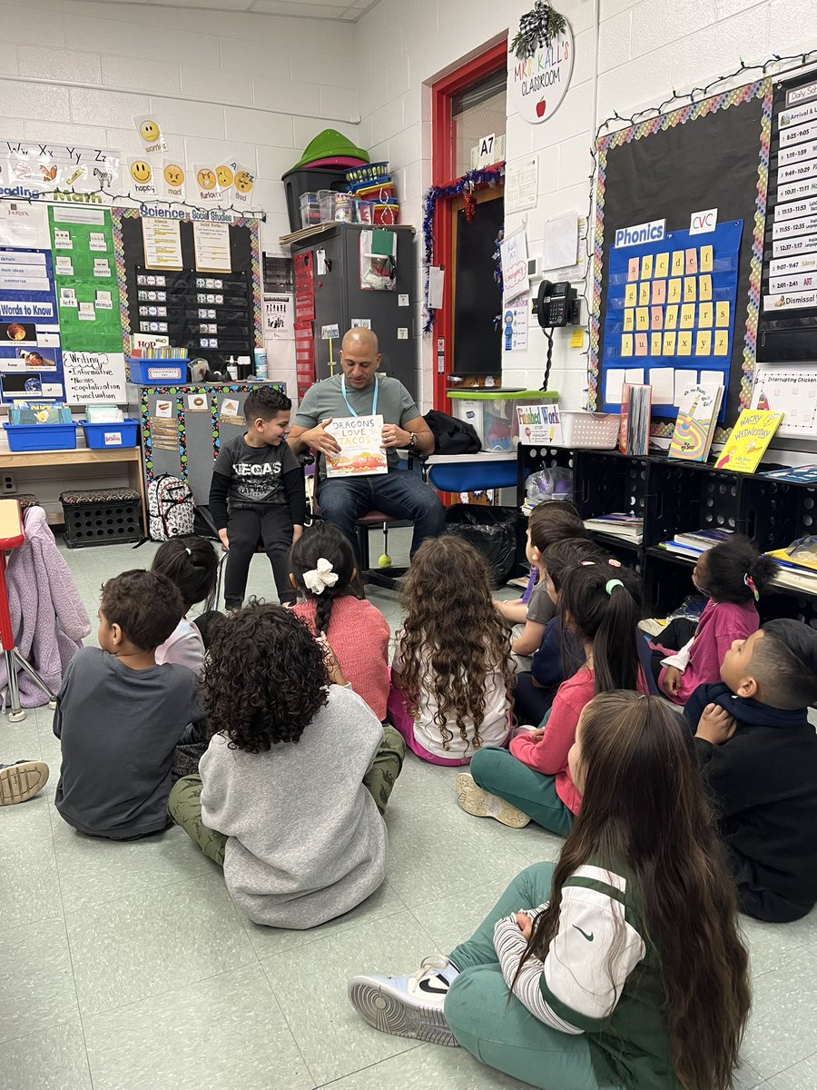 DanielleKall's tweet photo. Day 2 of #ReadAcrossAmerica2023 was a success!  Oh, the Places You’ll Go! theme day and two more Mystery Readers.  The students loved listening to #WeWillRockOurClassmates and #DragonsLoveTacos. Thank you to our Mystery Readers! @JamesburgPublic @Readinggirl73 @LynnZinser_5 https://t.co/dL50vpteIU