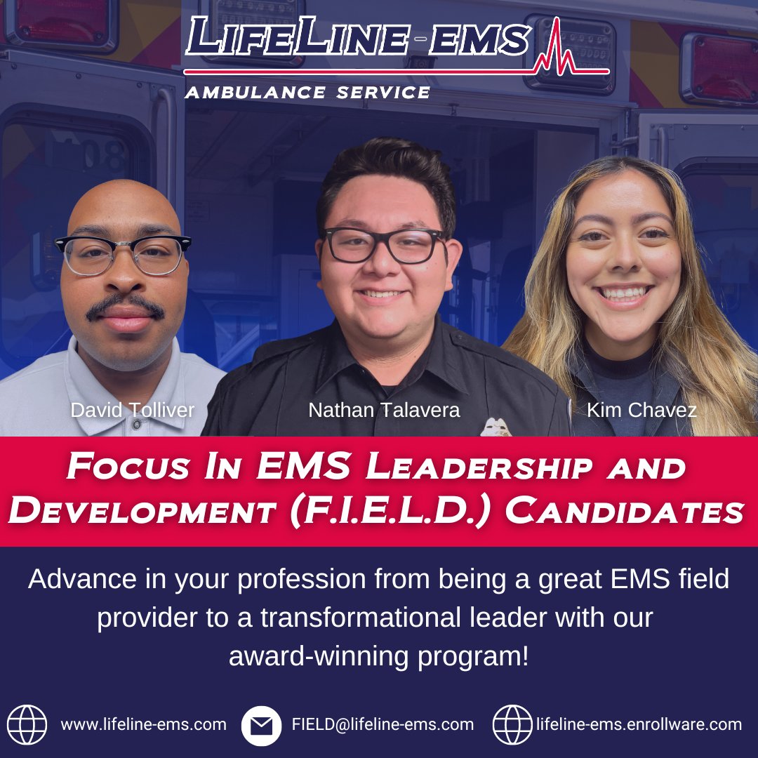 LifeLine_EMS's tweet photo. Congratulations to our spring F.I.E.L.D. program candidates for joining our leadership team! Now it’s time to master the management and leadership skills all great EMS providers need to become transformational leaders in your department and in the industry! 🚑 #EMSprograms https://t.co/fFyxgAyEnU