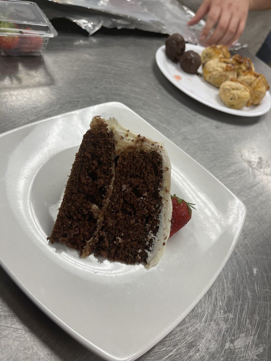 Chocolate and onion cake and loaded potato soup were the highlights this week way to go chef’s execution was the key