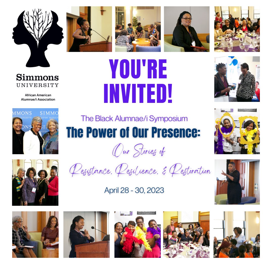 📣ANNOUNCEMENT!! 📣

Our Black Alumnae/i Symposium is here! This year’s there is the “Power of Our Presence: Our Stories of Resistance, Resilience, and Restoration” 

April 28-30, 2023 at <a href="/SimmonsUniv/">Simmons University</a>.
Registration and details at: bit.Ly/BAS23AAAA